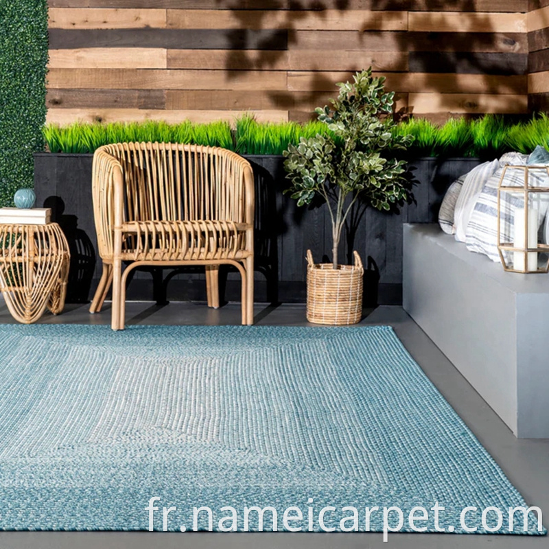 Polypropylene pp braided woven Light grey design indoor outdoor carpet rug floor mats